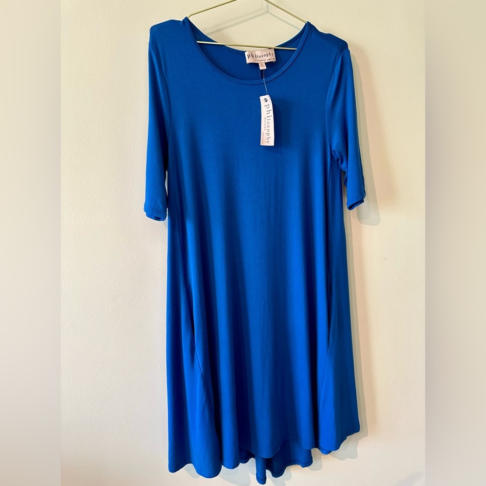Philosophy Blue Knee Length Flowy Dress size Medium. New with tag